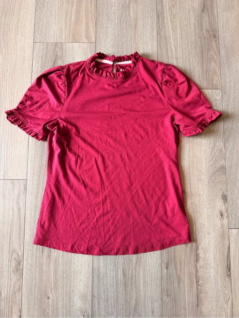 Boden Women’s Imi Super-soft Frill Tee Burgundy - Picture 5 of 8